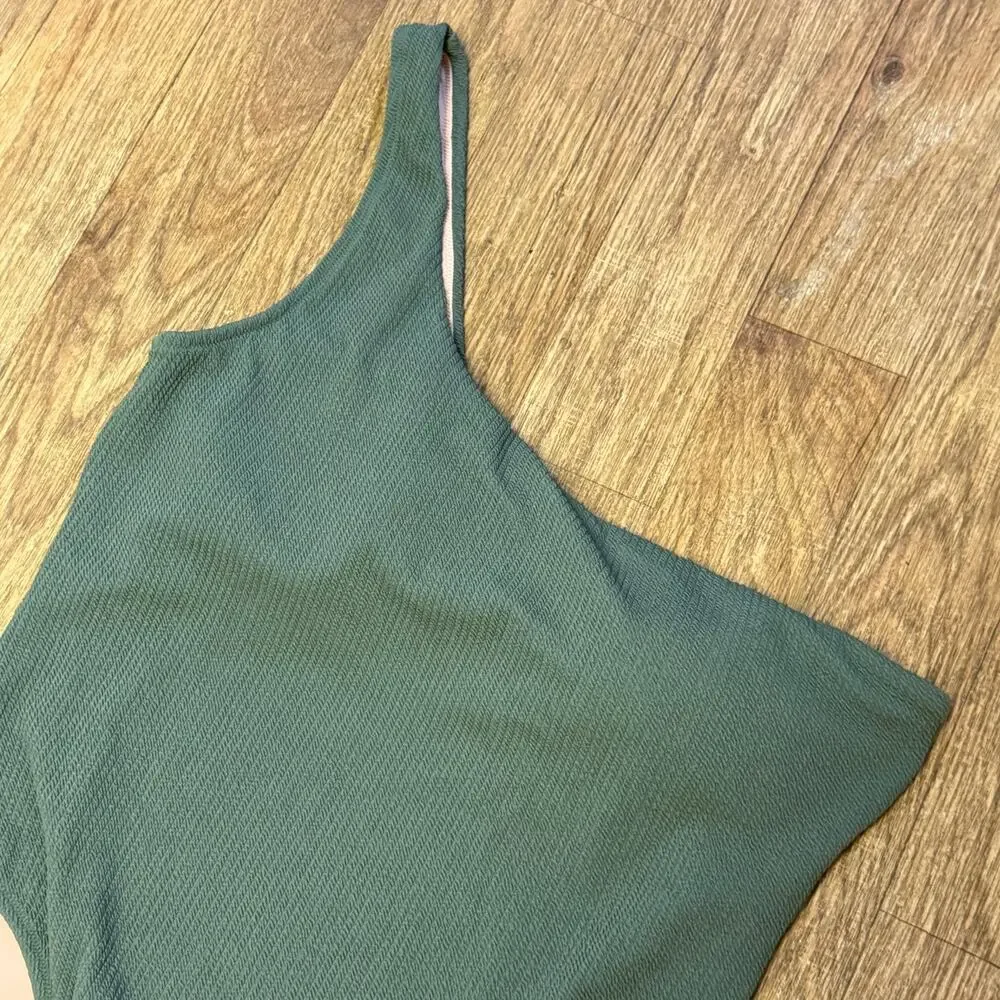 J. Crew Green Textured One-Shoulder One-Piece Size 22
